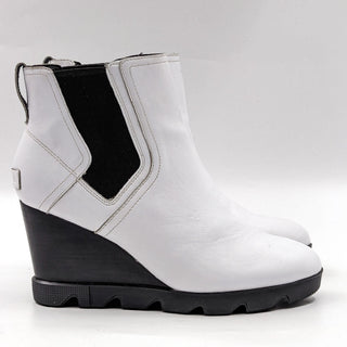 Sorel Women Joan Uptown Chelsea Waterproof White Snow Wedge Boots size 10