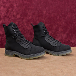 MIA Women Black Breatheable Fabric lace-up Fashion Combat Boots sz 8.5