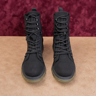 MIA Women Black Breatheable Fabric lace-up Fashion Combat Boots sz 8.5