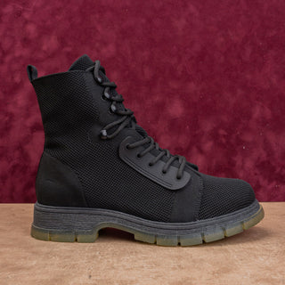 MIA Women Black Breatheable Fabric lace-up Fashion Combat Boots sz 8.5