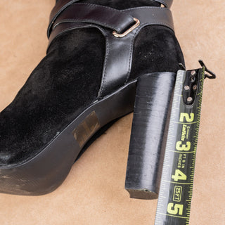 Torrid Women Black Suede Wide Calf Party Heel Fashion Knee Boots sz 10.5