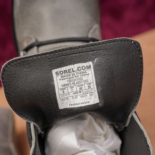 Sorel Wmn Joan Artic Wedge III Lace Cozy Distress Grey Leather Ankle Boots sz 9