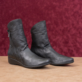 Mephisto Women Nessia Black Leather Zip Ankle Fashion Comfortable Boots sz 8