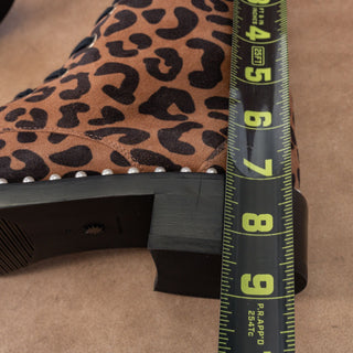 Stuart Weitzman Women Sondra Leopard Print Combat Boots Size 8