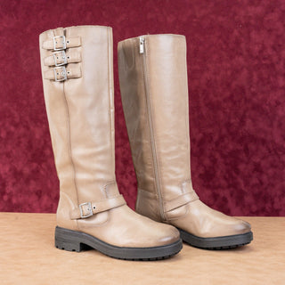 Lucky Brand Women Citere Stone Leather Zip Riding Moto Tall Boots 8US EUR 39