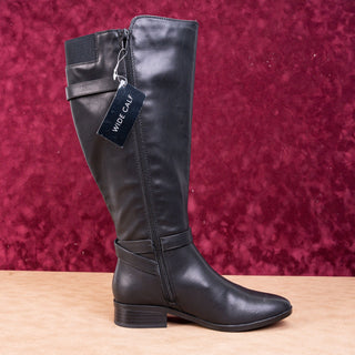 Naturalizer Women Sahara Vegan Leather Black Leather Wide Calf Riding Tall boots 6.5