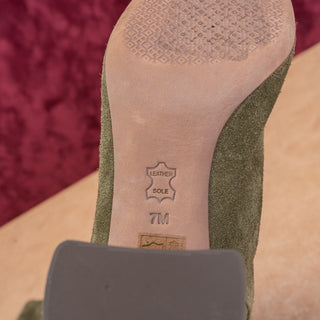 Tory Burch Women Brooke Slouch Slip-on Green Suede Block heel Knee Boots sz 7
