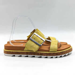 Sorel Women Roaming Slide Sunnyside Yellow Suede Platform Buckle Sandals 9.5M
