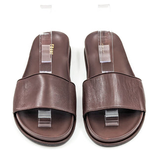 Frame Women Le Osborne Leather Dark Brown Slide Sandals size 8-8.5US EUR 38.5