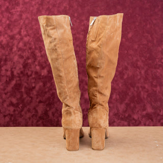 Aquatalia Women Leora Luxe Tan Suede Zip Party Night Knee Boots sz 11