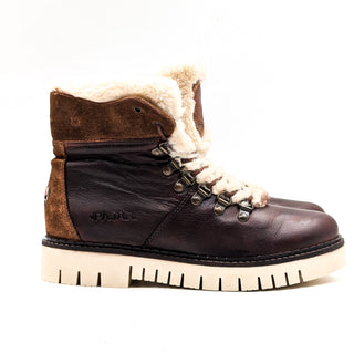 Pajar Women faux Fur Brown Leather Lace up Snow Winter Boots size 7-7.5US EUR38