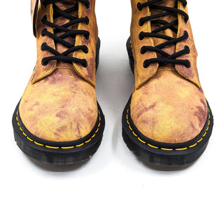 Dr Martens Women 27962 Burnt Yellow Leather Combat Lace Up Boots size 6