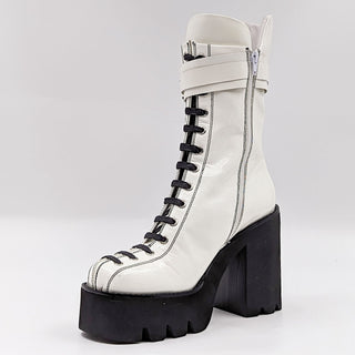 Jeffrey Campbell Women Viking Y2K 90s Retro White Platform Boots size 11