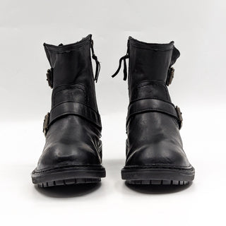 Sofft Women Lalana Black Leather Moto Biker Buckle Boots sz 6US EUR 36.5