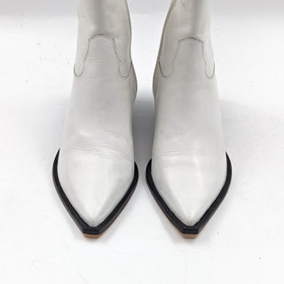 Black Suede Studio Wmn Western Cowboy White Leather Festival Boots sz 8US EUR38