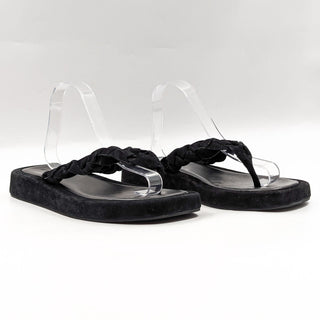 Aerosoles Women Phoebe Black Flatform Leather Thong Sandals Size 12M
