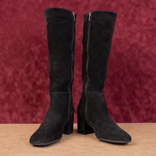 La Canadienne Women Jemma 60s Black Suede Zip Waterproof Knee Boots sz 8