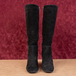 La Canadienne Women Jemma 60s Black Suede Zip Waterproof Knee Boots sz 8