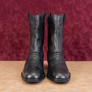 Bibi Lou Women Black Leather Cowboy Western Mid calf Boots sz 11US EUR41