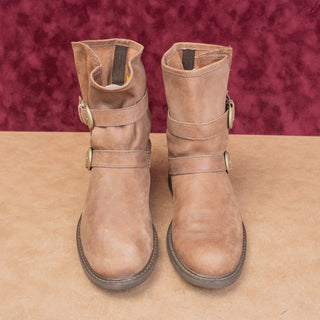 CAT Women Tough Brown Leather Moto Slip-on Mid Boots sz 9US EUR40