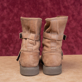 CAT Women Tough Brown Leather Moto Slip-on Mid Boots sz 9US EUR40