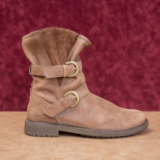 CAT Women Tough Brown Leather Moto Slip-on Mid Boots sz 9US EUR40