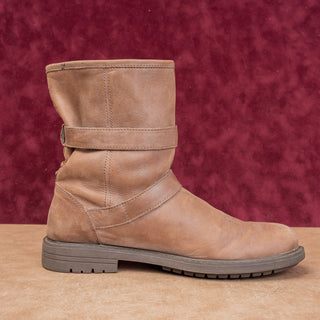 CAT Women Tough Brown Leather Moto Slip-on Mid Boots sz 9US EUR40
