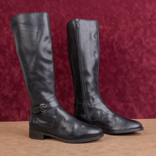 Clarks Women Black Leather Riding Equestrian Fashion Zip Knee Boots sz 7.5