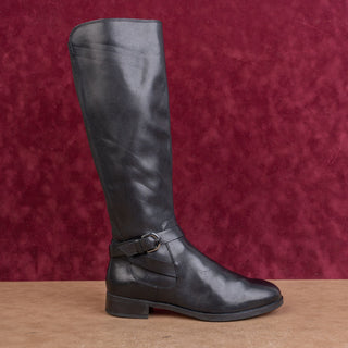 Clarks Women Black Leather Riding Equestrian Fashion Zip Knee Boots sz 7.5