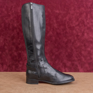 Clarks Women Black Leather Riding Equestrian Fashion Zip Knee Boots sz 7.5