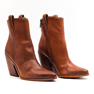 Sam Edelman Women Agnes Cognac Leather Western Cowboy Ankle Boots size 6