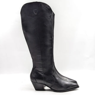 Journee Collection Women Pryse Wide Calf Cowboy Western Black Leather Boots 11