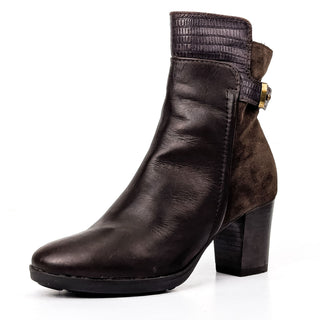 Manas Design Women Brown Leather Zip Strap Buckle Ankle Boots sz 6US EUR 36