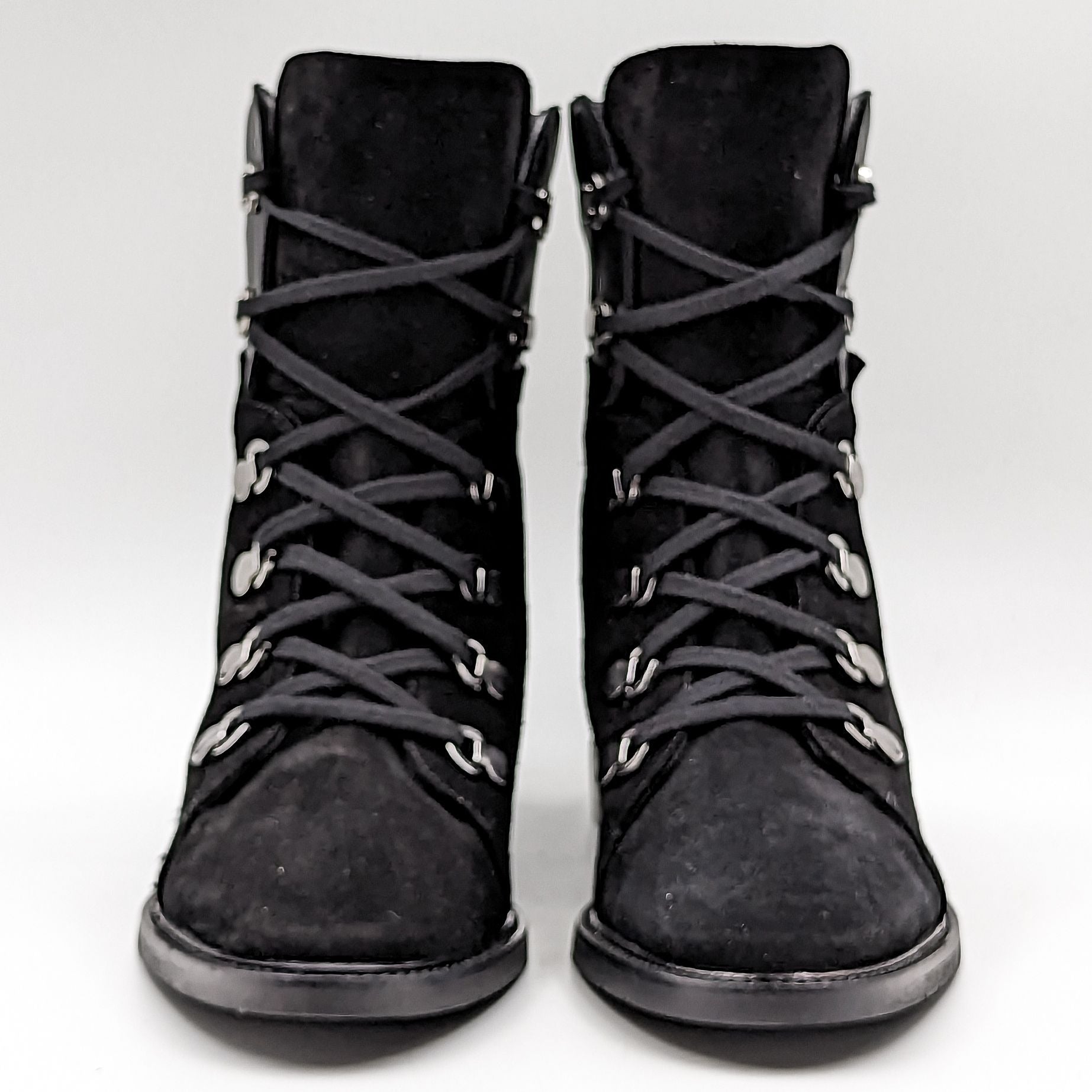 Aquatalia Women Clarissa Lace up Black Suede Lace up Hiker Ankle