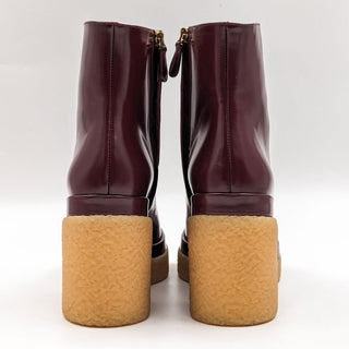 Chloe Women Kurtys Burgundy Leather Retro Chunky Platform Boots sz 9US EUR 39