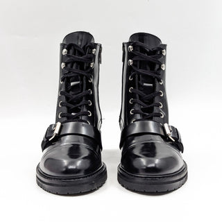 All Saints Donita Women Black Patent Leather Lace-up Combat boots 9.5US EUR40