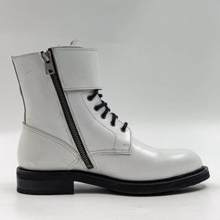 AllSaints Women Brigade Lace-up Zipper Lug Sole White Leather Boots sz 6US EUR36