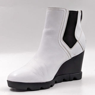 Sorel Women Joan Uptown Chelsea Waterproof White Snow Wedge Boots size 10