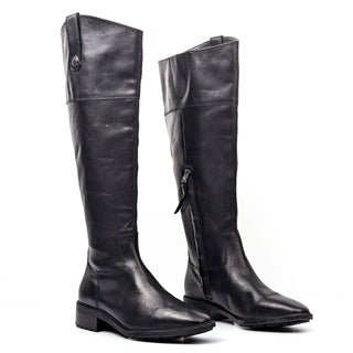 Sam Edelman Women Drina Black Leather Wide Calf Lug Riding Boots size 6.5