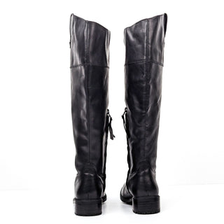 Sam Edelman Women Drina Black Leather Wide Calf Lug Riding Boots size 6.5