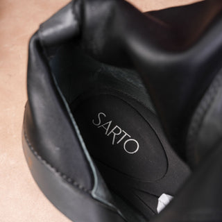 Franco Sarto Women Black Faux Leather Stomp Festival Party Boots sz 8