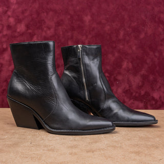 Dolce Vita Women Western Cowboy Black Leather Ankle Boots sz 7.5
