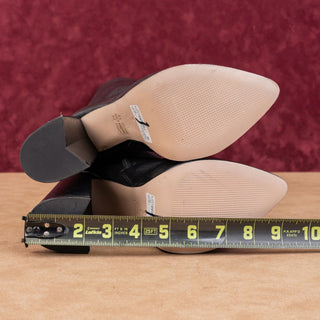 Schutz Women Elysse Platform Pointy Toe High Heel Black Leather Boots Size 8