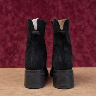 Wonders Women Waterproof Black Suede Zip Ankle Fashion Boots sz 7.5US EUR38