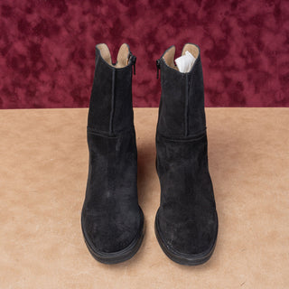 Wonders Women Waterproof Black Suede Zip Ankle Fashion Boots sz 7.5US EUR38