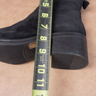 Wonders Women Waterproof Black Suede Zip Ankle Fashion Boots sz 7.5US EUR38