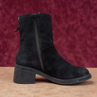 Wonders Women Waterproof Black Suede Zip Ankle Fashion Boots sz 7.5US EUR38