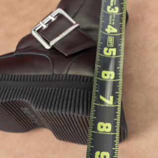 Ganni Creeper Monk Strap Dark Brown Leather Platform Ankle Boots 6.5US EUR37