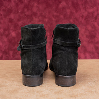 La Canadienne Women Black Suede Low Fashion Fall Ankle Chelsea Boots sz 7.5