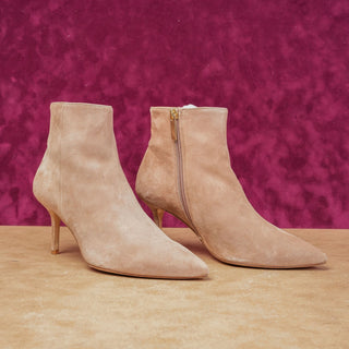 L'Agence Women Jeannie Pointed Toe Dress Taupe Suede Boots sz 8US EUR 38.5